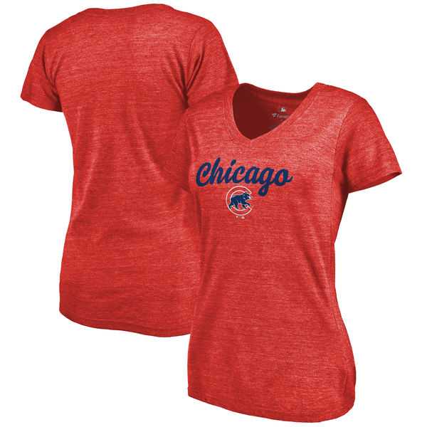 Women's Chicago Cubs Freehand V Neck Slim Fit Tri Blend T-Shirt Red FengYun,We sell and wholesale Women's Chicago Cubs Freehand V Neck Slim Fit Tri Blend T-Shirt Red FengYun on line form chian!